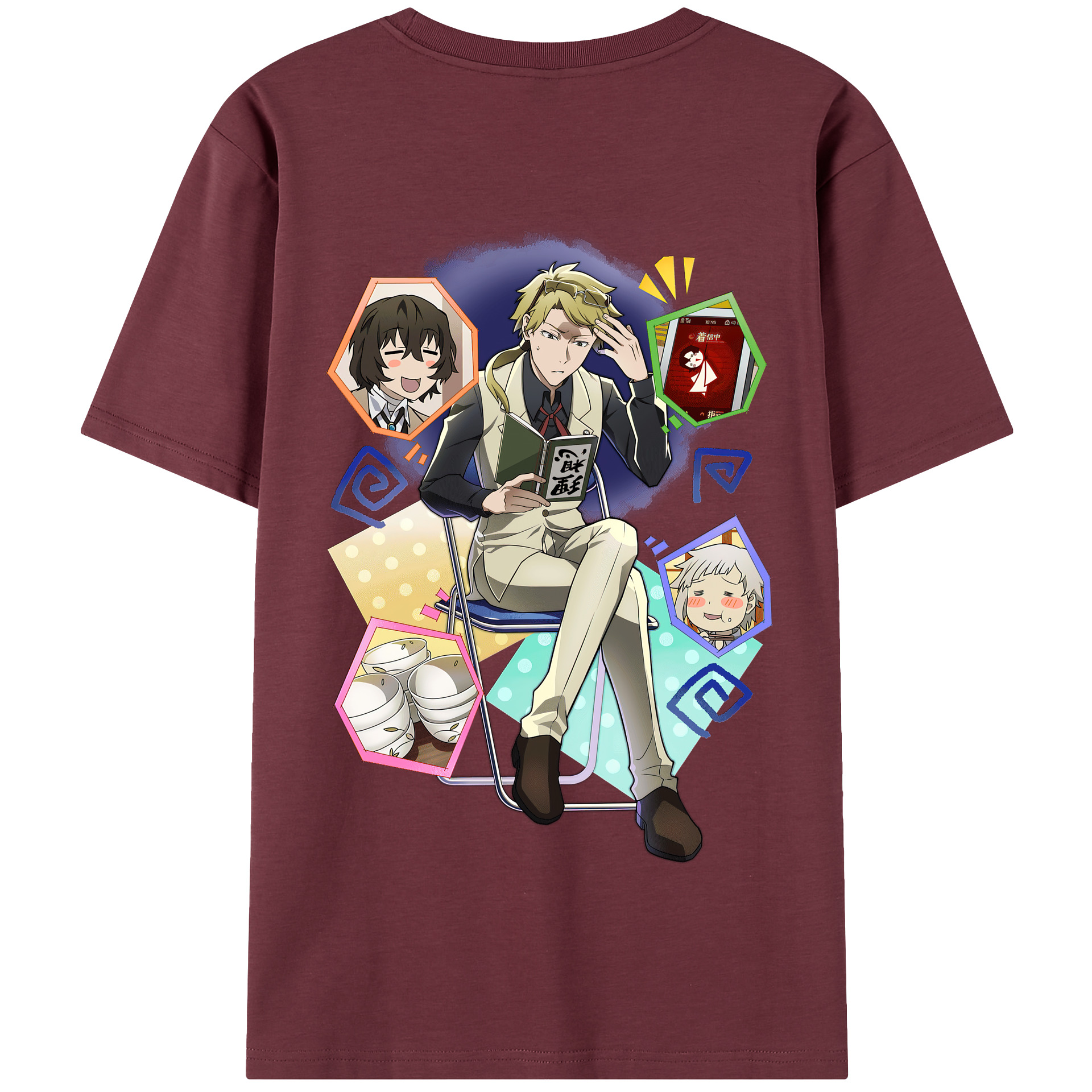 （画像用） 文豪ストレイドッグス Bungo Stray Dogs 綿100％半袖Tシャツ（背面プリント）
